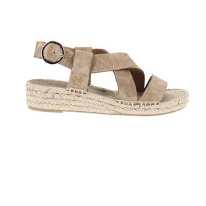Via Spiga Taupe Leather Suede Strappy Espadrille Sandals